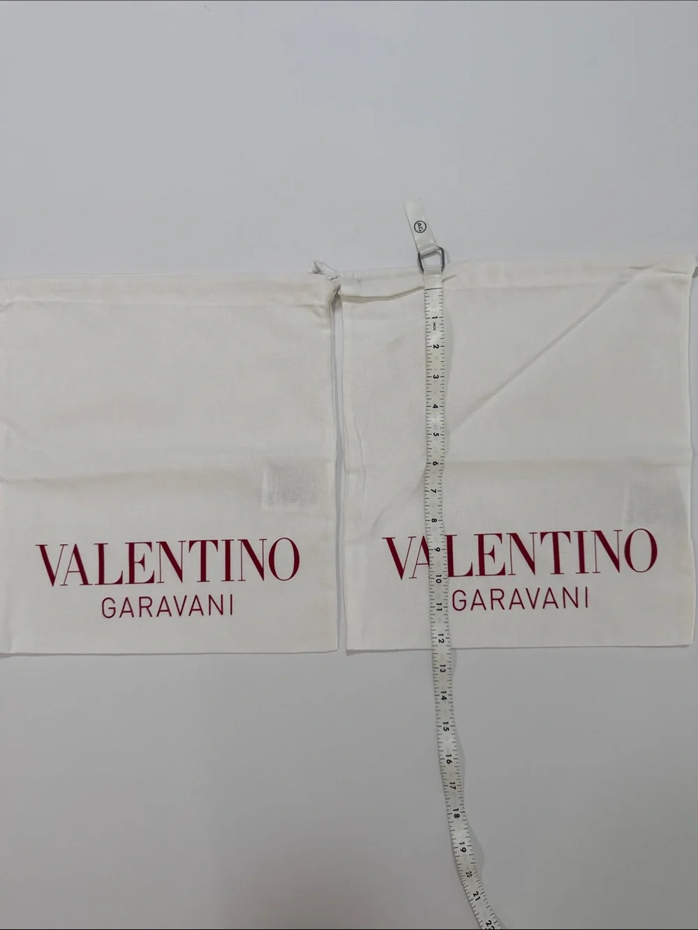 Valentino White Cotton Dust Bags with Red Logo (Pair)
